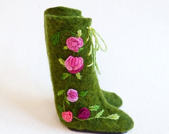Minifee felted boots "Floral Glade" Minifee shoes MSD boots MSD shoes Minifee clothes BJD 1/4 shoes Doll clothes Doll boots