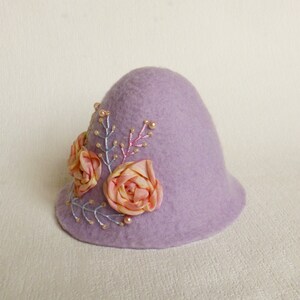 Felted hat size 8-9 for Feeple60, Kaye Wiggs, Smart doll, Dollfie and dolls 1/3 SD format SD hat BJD Embroidered hat Feeple60 clothes image 7