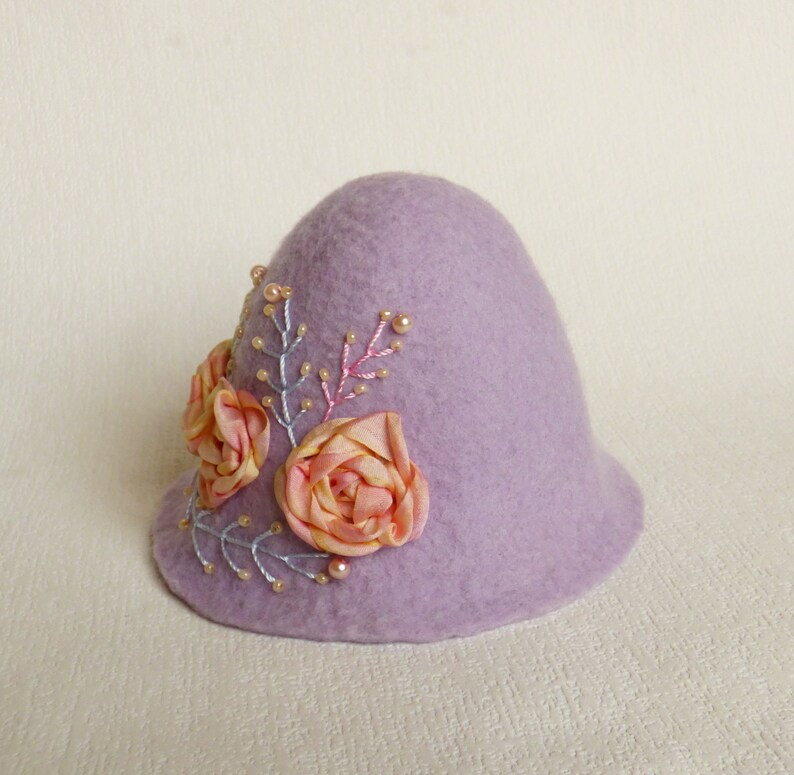 Felted hat size 8-9 for Feeple60, Kaye Wiggs, Smart doll, Dollfie and dolls 1/3 SD format SD hat BJD Embroidered hat Feeple60 clothes image 7