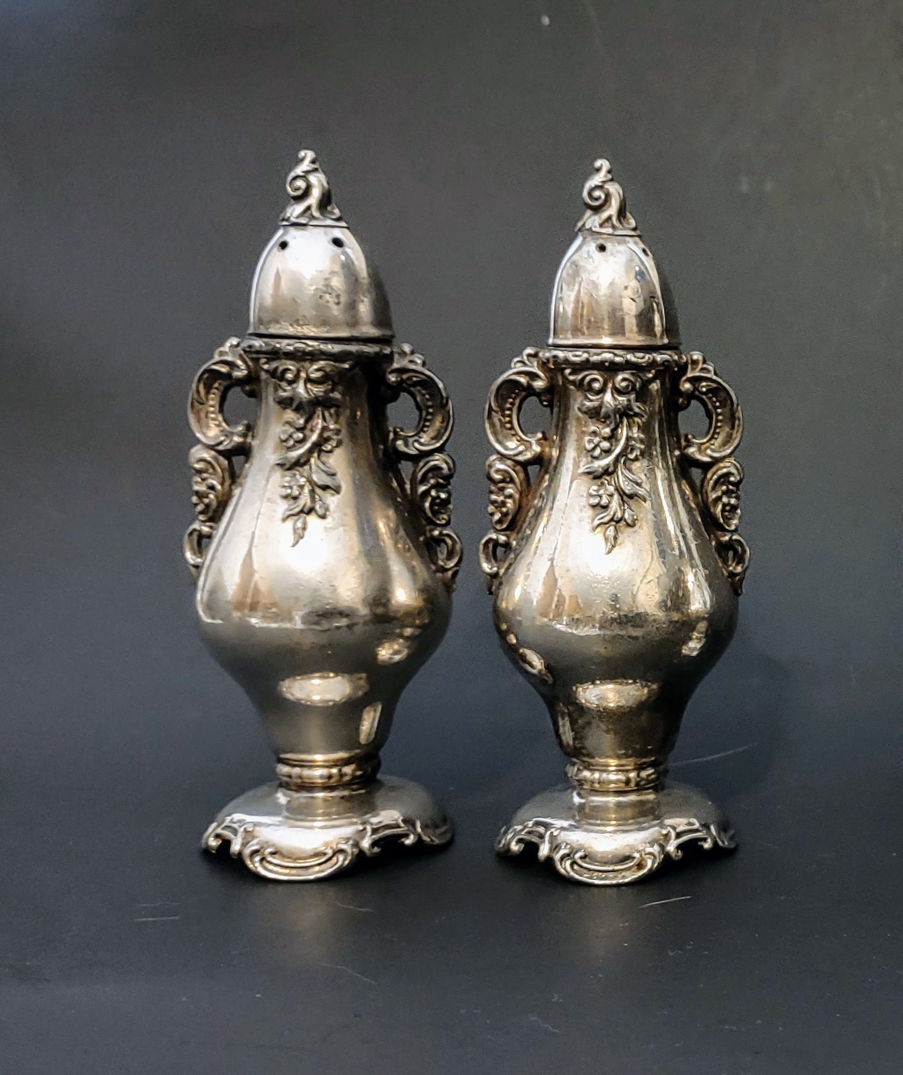 Silver Plate Salt and Pepper Shakers. Wallace 4pc Setbaroque - Etsy
