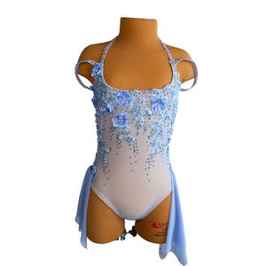 Periwinkle Rhinestoned Dance Costume, Custom Couture Costumes, Kiki Costumes, Child Medium Solo Dance Costume, dance leotards