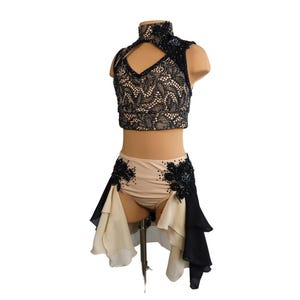 Adult XS/S Dance Costume, Black Rhinestoned, Custom Couture Costumes, Kiki Costumes, Solo Dance Costume