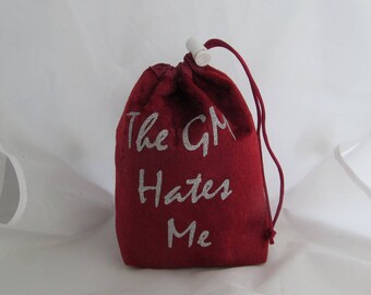 Maroon Red Reversible Lined Drawstring Dice Bag Pouch Velvet Dungeons and Dragons D&D RPG Role Playing Tabletop Game Gaming Gift