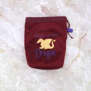 Maroon Reversible Lined Drawstring Dice Bag Pouch Velvet Dungeons and Dragons D&D RPG Role Playing Tabletop Game Gaming Campaign