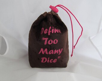 Brown Reversible Lined Drawstring Dice Bag Pouch Velvet D&D RPG Role Playing Game Tabletop Gamer Boy Girl Miniatures Gaming
