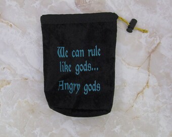 Black Reversible Lined Drawstring Dice Bag Pouch Velvet Dungeons and Dragons D&D RPG Role Playing Tabletop Game Gaming Campaign