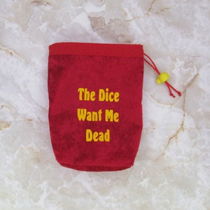 Red Reversible Lined Drawstring Dice Bag Pouch Velvet Dungeons and Dragons D&D RPG Role Playing Game Gaming Campaign Miniatures
