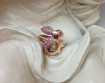 Genuine Pink Sapphire Rabbit Ring