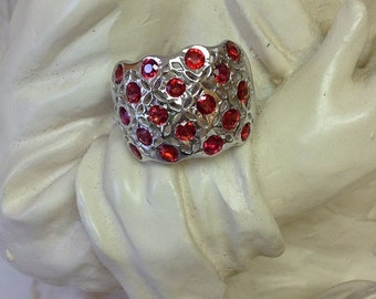 Genuine Red Ruby Filigree Dome Ring