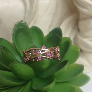 Natural Pink Sapphire Vine Band Ring