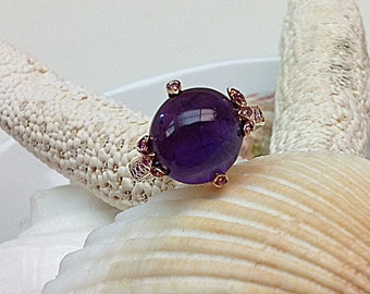 Amethyst and Pink Sapphire on Shoulder Ring