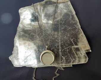 Selenite Crescent Moon Necklace, Goddess Pendant, Wiccan Jewelry