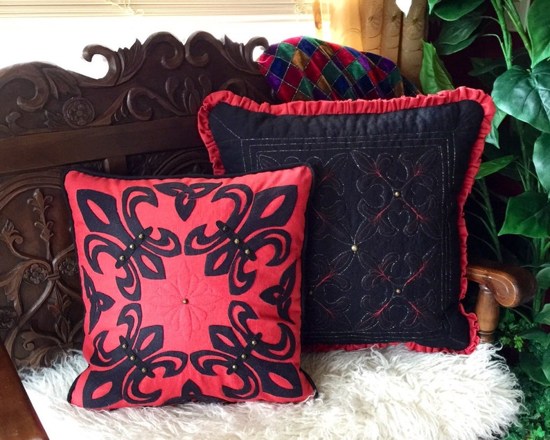 Coordinating Decorative Pillows Applique Quilted Accent Etsy