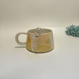 Handgefertigte Haustier Portrait Keramik Tasse: Personalisierte Katze & Hund Kaffeetasse, 400ml