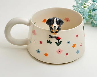 Tazze in ceramica personalizzate con statuette di animali domestici, regali per le feste, tazze da caffè con animali domestici, tazze personalizzate, tazza da 400 ml