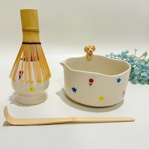 Kundenspezifische Matchaschalen-Set für Katzen- und Hundeporträts, Handgefertigte Zeichnung Matchaschalen, personalisiertes 500ml Matcha-Set