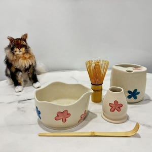 Handmade Ceramic Matcha Bowl Set: Personalized Tea Ceremony Gift