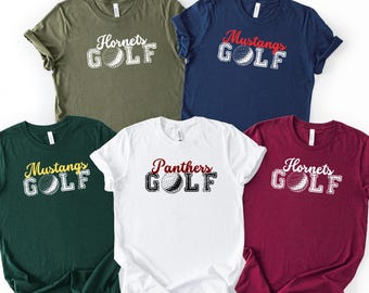 Custom Mascot Golf Team Shirt, School Golf Team Tshirts, Golfer Shirts, Personalized Golf Shirt, School Color Mascot Shirts, Golf Coach Gift