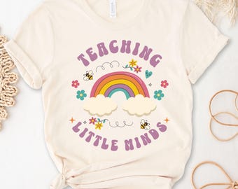 Teaching Little Minds Shirt, Teacher Tshirts, Daycare Teacher Shirt, Prek Teacher Tee, Gifts For Teacher, Cute Teacher Shirt, Rainbow Shirt