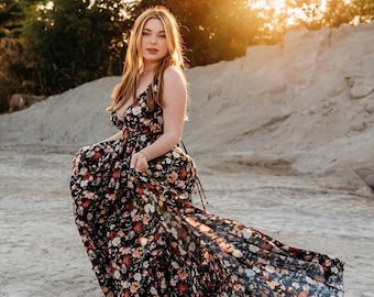 florales grande taille pour femme - Robe bohème pour mère de la mariée ou mère du marié - Maxi robe d'invitée de mariage | Dans la nature