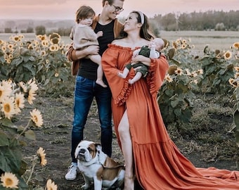 Spring Style Maternity Dress For Outdoor Mothers Day Photoshoot ~ Baby Shower Photography Gown For New Mo, ~ Plus Size Elopement Dresses
