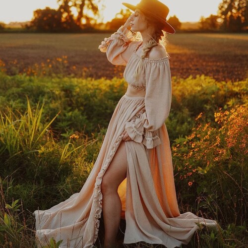 Two Piece Maternity Dress for Photoshoot Boho Maternity Gown Etsy