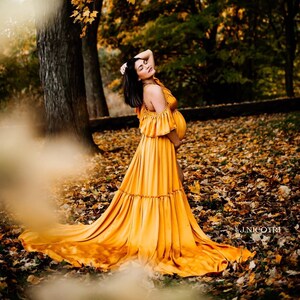 Gelbes Umstandskleid, Baby Shower Kleid, Flying Dress, Boho Umstandskleid, Boho Photo Session Dress, ZeBuBeYou ~Provance~