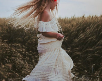 Little Girl Dress For Summer Style Family Photoshoot  ~ Boho Outfit Baby Girl ~ Ruffle Kids Dress For First Communion or Birthday ~ Dorina