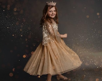 Little Flower Girl Dresses – Pastel Boho Girly Dress for Photoshoot With Sequins - Summer Style Dress For Birthday Party or Wedding – Nara