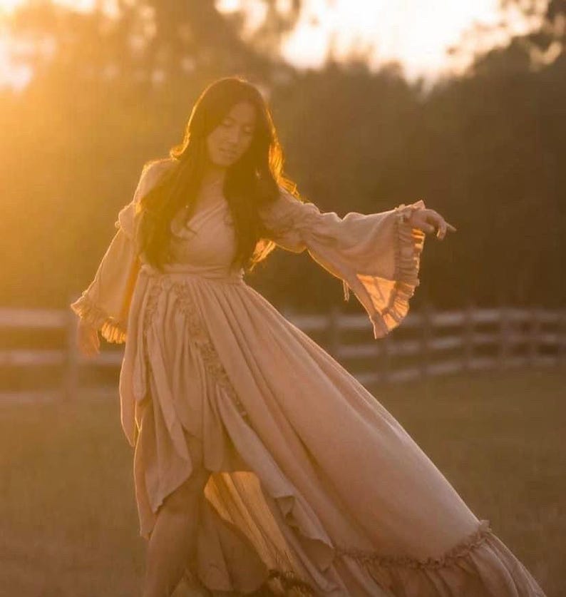 Plus size Maternity dress for photo shoot Maternity gown baby shower dress Boho maternity dress for client closet Illusion image 1