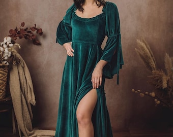 Velvet Medieval Dress, Renaissance Maternity Dress, Romantic Corset Dress, New Years Eve Gown, Old Fashion Dress, Vintage ~ Velvety romance