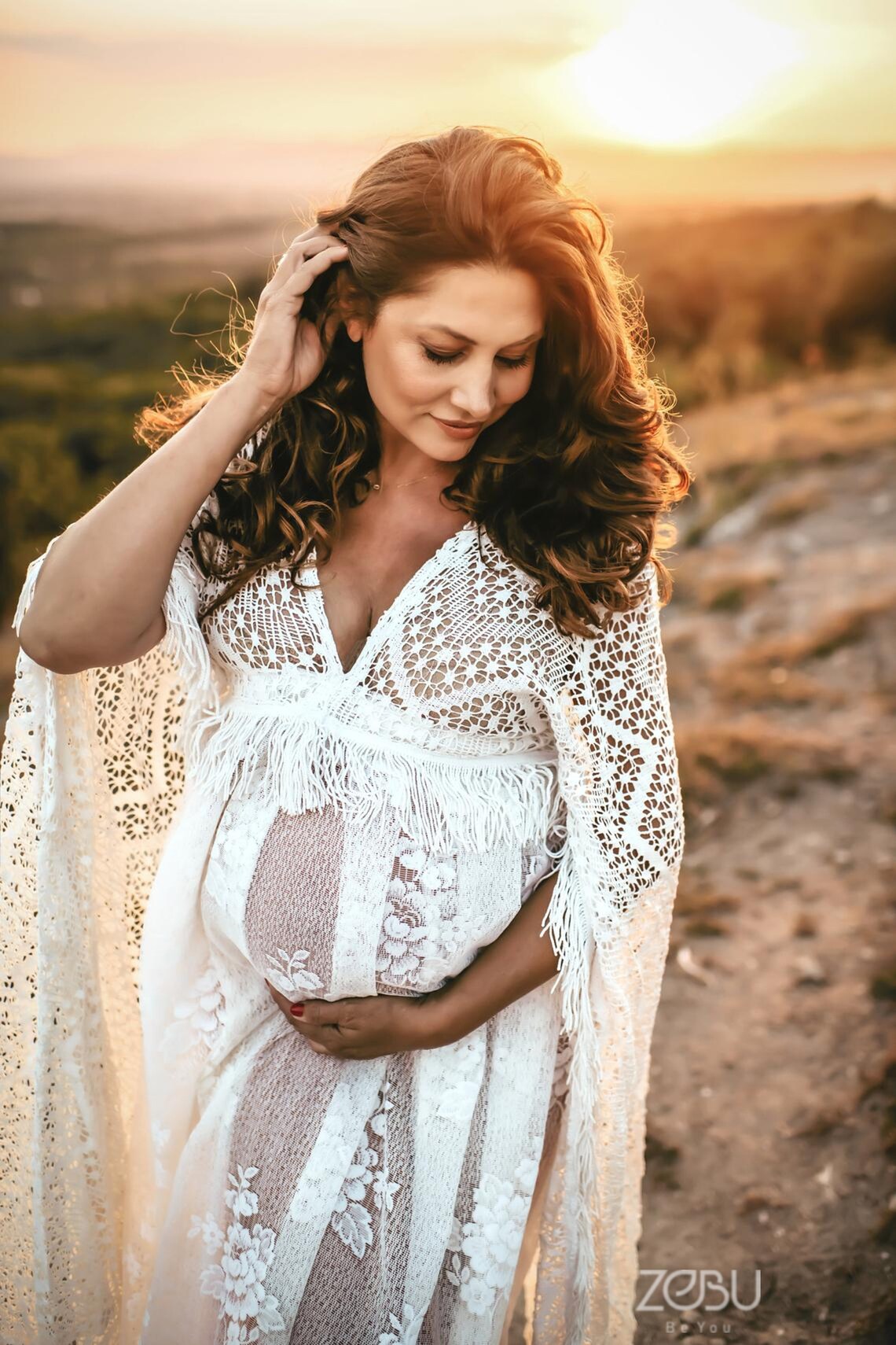 Boho Vintage lace maternity dress for photoshoot Hippie Etsy