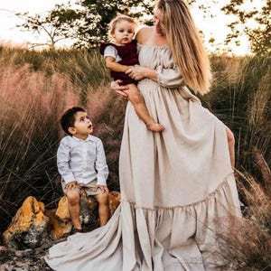 MAUREEN gown - Bohemian Maternity dress for photoshoot, Boho Maternity dress for beach photoshoot, Flutter Photoshoot dress, Elopement dress