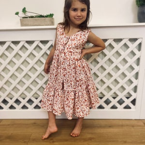 Floral Dress for Family Photoshoot, Girl Formal Dress, Cottagecore 5th Birthday Party Dress, Daughter Gift, Wedding Guest Dress Dana Dress image 3