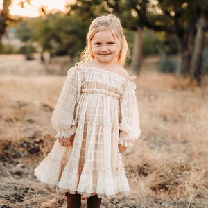 Chiffon Baby Girl Dress For Photoshoot, Boho Junior Bridesmaid Dress, Flower Girl Dress, First Communion Dress, Kids Wedding Dress ~ Lily ~