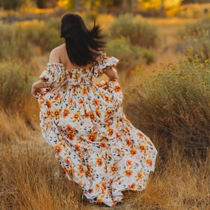 Boho Maternity Dress for Photo Shoot, Edwardian Cottagecore Bridgerton Pregnancy Gown for Rehearsal Dinner,Gender Reveal, Talia 2 piece gown