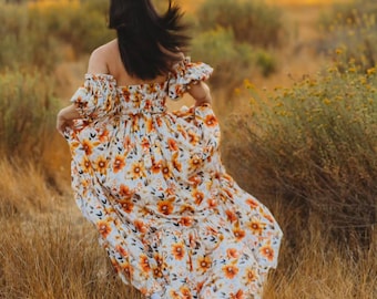 Vestido de maternidad bohemio para sesión de fotos, vestido de embarazo Bridgerton de estilo cottagecore eduardiano para cena de ensayo, revelación de género, vestido Talia de dos piezas