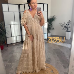Boho Wedding Dress, Plus Size Photoshoot Gown, Maternity Photo Props Dress, Pregnancy Gown, Chiffon Maternity Dress, Boho Dress~ Pure Love ~