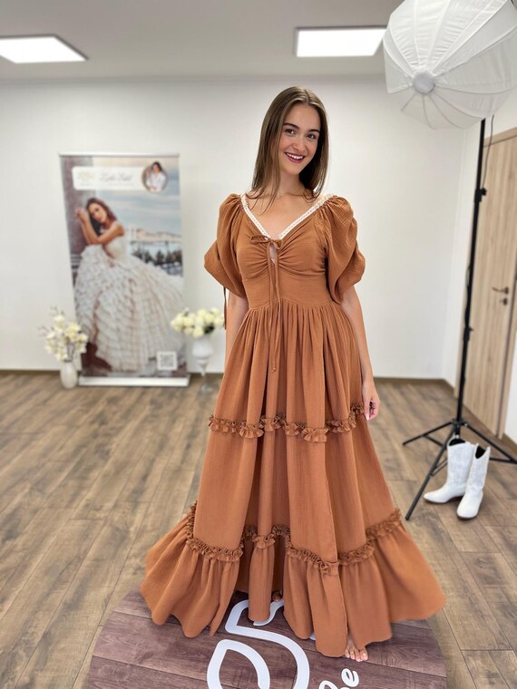 cottagecore wedding guest dress Boho Cottagecore Dress, Wedding Guest Dress, Spring Style, Photoshoot Outfit, Goddess Dress, Mother Of The Bride Dress