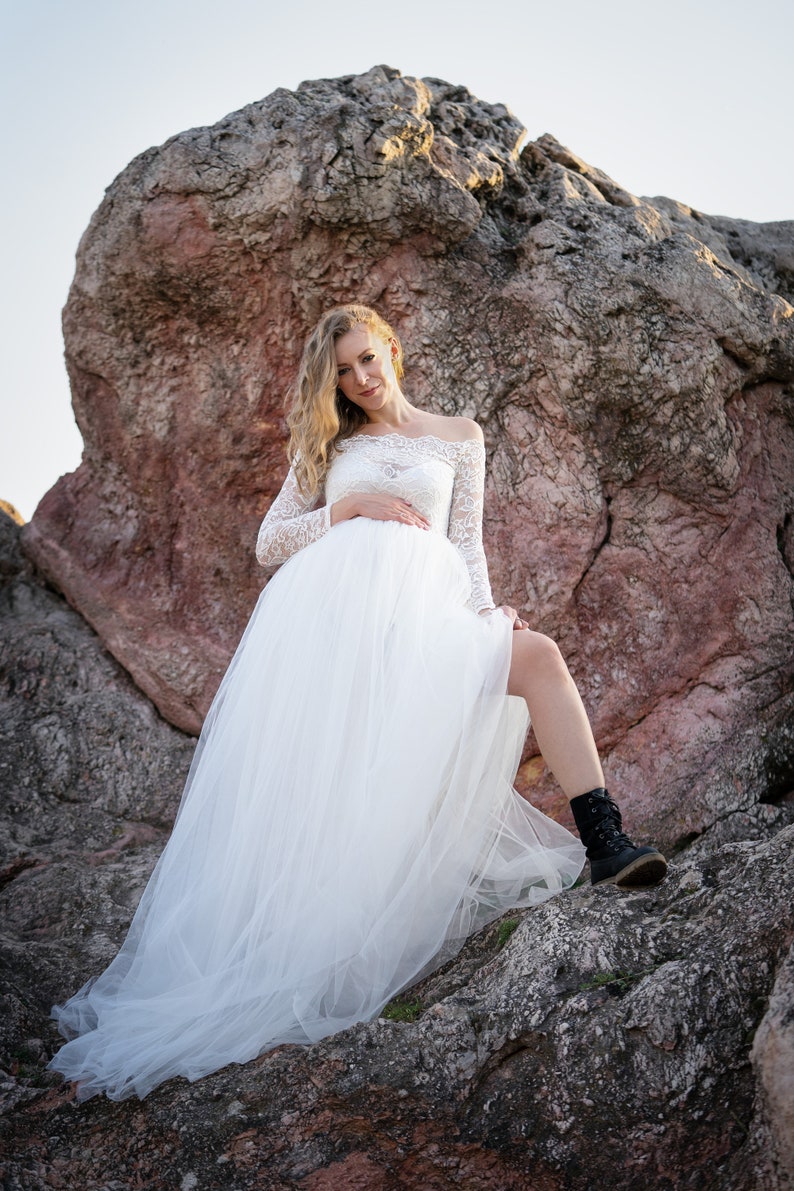 White Maternity Boho Wedding dress maternity wedding dress Etsy