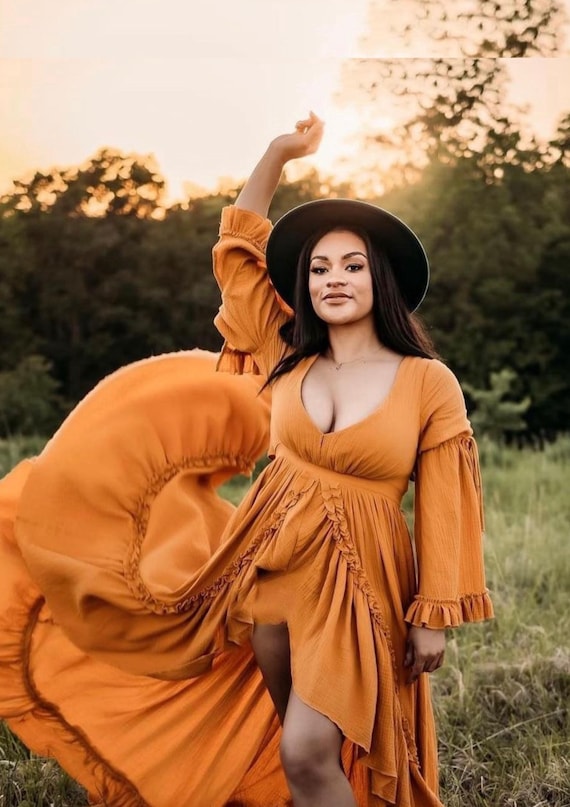 Boho Meternity Dress, Photoshoot Dress, Medieval Maternity Gown - Main Image