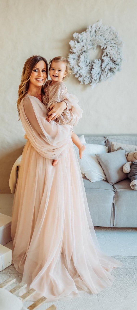 Mommy And Me Dresses With Sequins by ZeBuBeYou ~ Mother Daughter Dress for Mothers Day Photoshoot ~ Boho Wedding Guest Dress ~ Glow