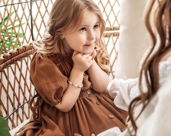 Baby meisje jurkje voor fotoshoot, 5e verjaardag jurk, formele meisjeskleding, bruiloft gast jurk meisje, bloemenmeisje jurk, doop jurk - Rose