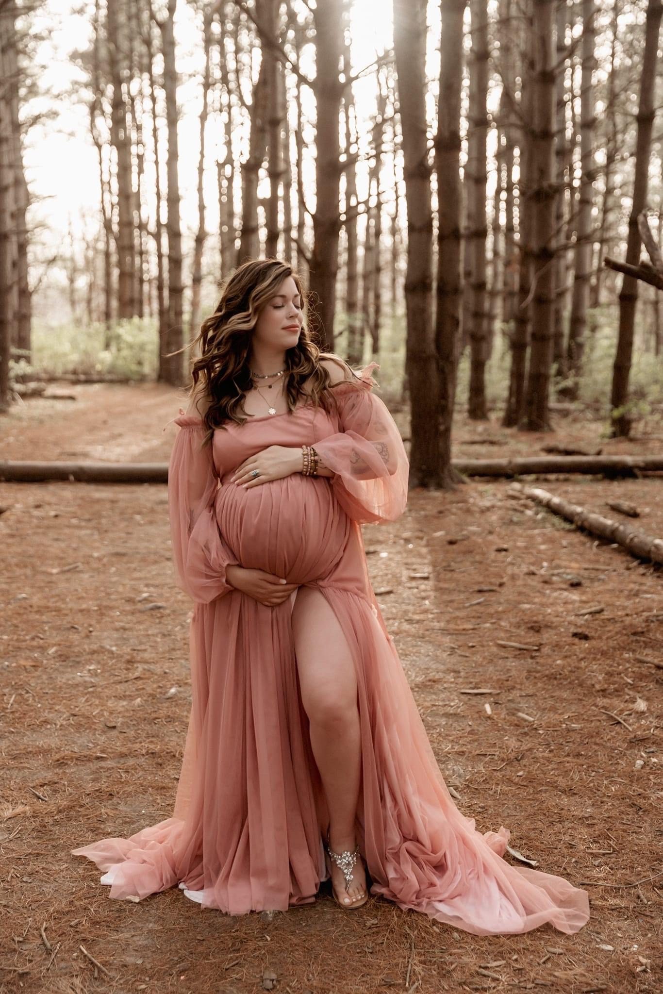 Jardin secret Robe de maternite en tulle pour seance photo Robe de grossesse rose poudre pour baby shower Robe pour seance photo et Robe pour seance photo Etsy France