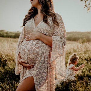Lace Maternity Dress For Photo Shoot, Boho Maternity Gown For Baby Shower, Bohemian Wedding Dress, Pregnancy Dress, Elopement Dress ~Sunrise