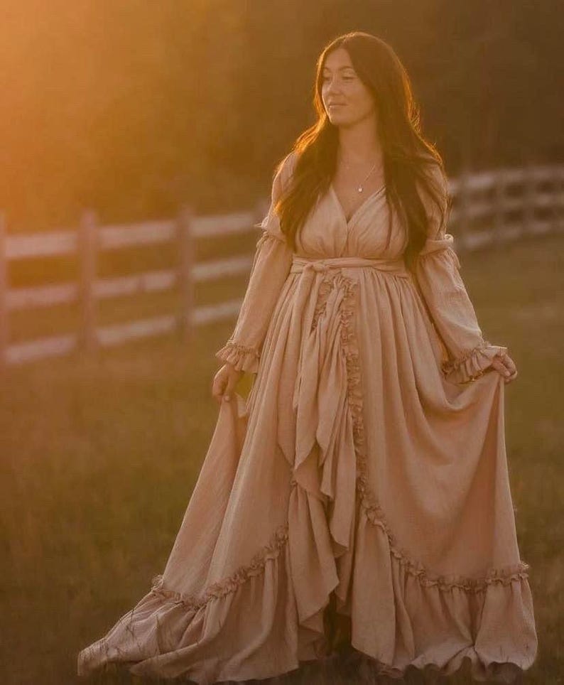 Plus size Maternity dress for photo shoot Maternity gown baby shower dress Boho maternity dress for client closet Illusion image 2