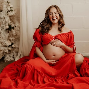 Boho Two Piece Dress for Women | Gauze Vintage Dress For The Session | Maternity Photo Props Dress For Pregnancy Photoshoot | Fiona