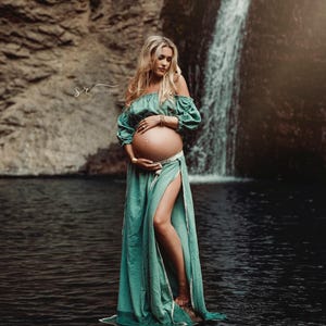 2 Piece Maternity Photoshoot Dress, Two Piece Boho Maternity Set, Beach Photography Gown, Goddess Dress, Pregnancy Session Set ~ Spice