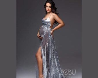 Silver Maternity Dress Sequin ...