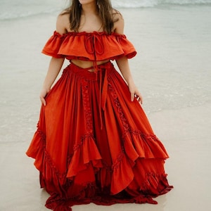 Inner light | Gauze Photoshoot Dress, Photo prop, Boho Dress, Ruffle Bohemian Dress, Maxi Dress, Handmade dress, Vintage dress